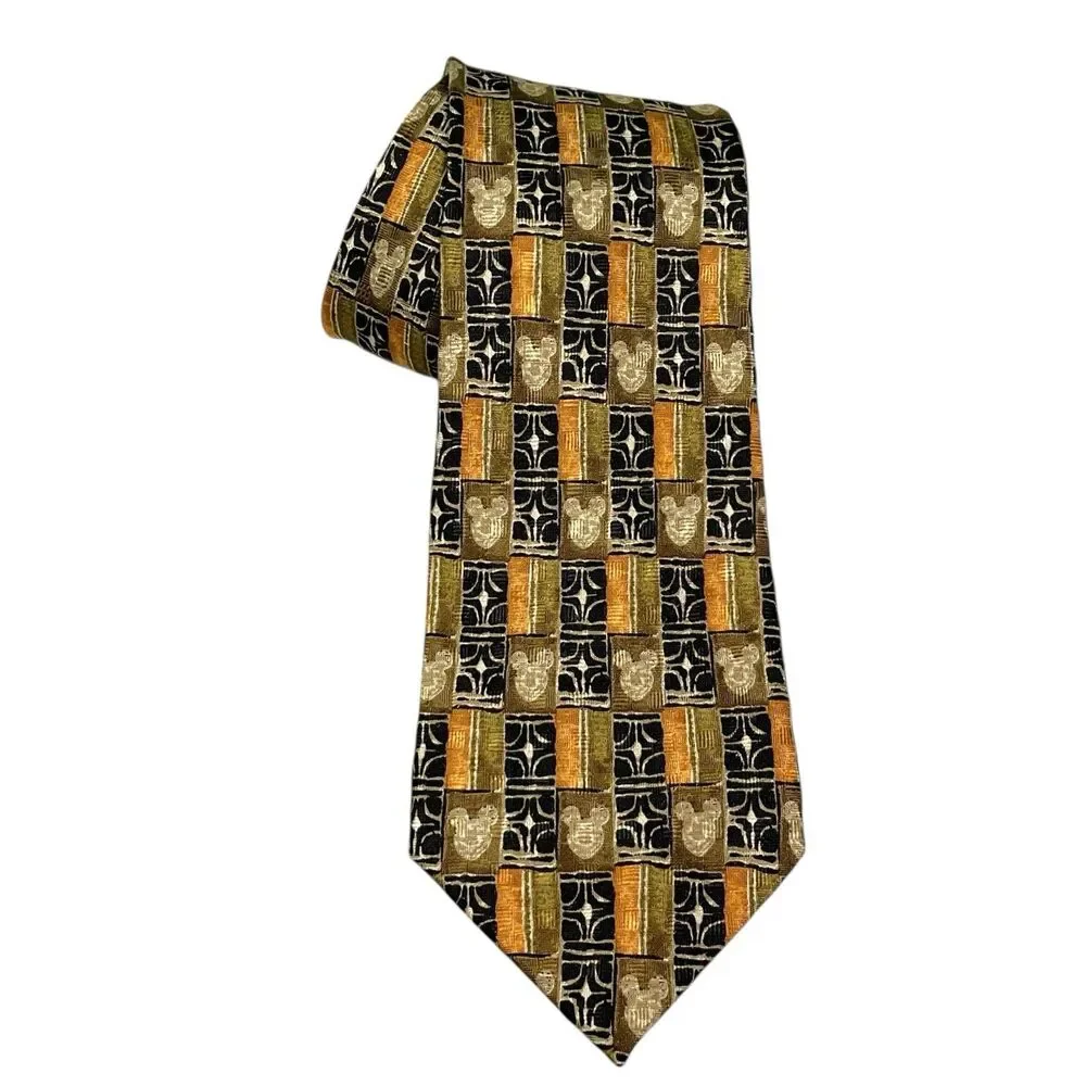 Vintage The Disney Store Necktie 100% Silk Abstract Mickey Head Made in Korea